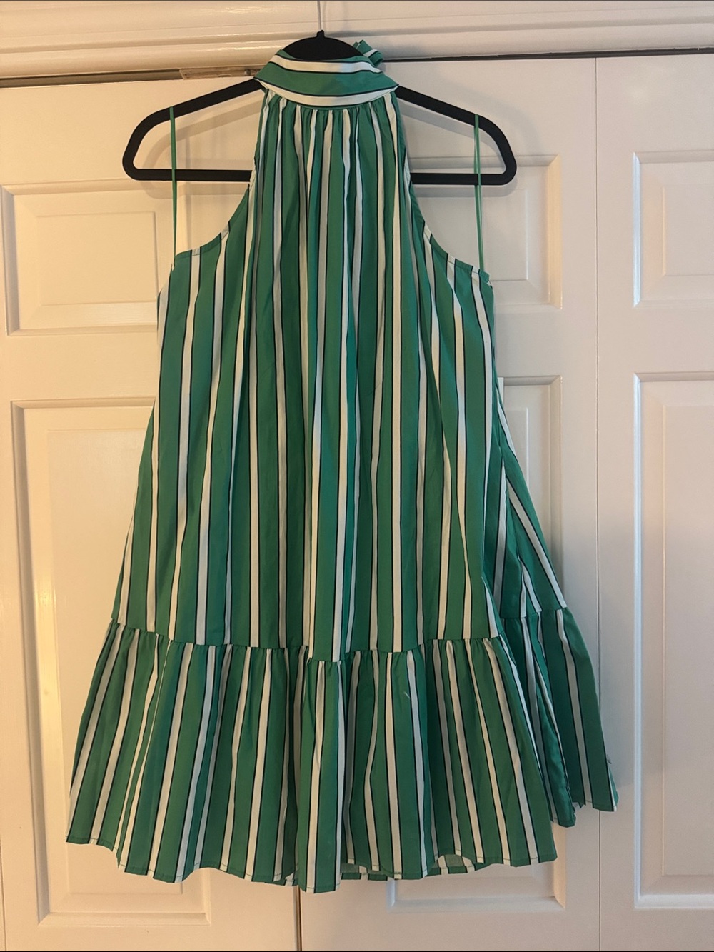 Rachel Zoe Green and White Striped Halter Dress